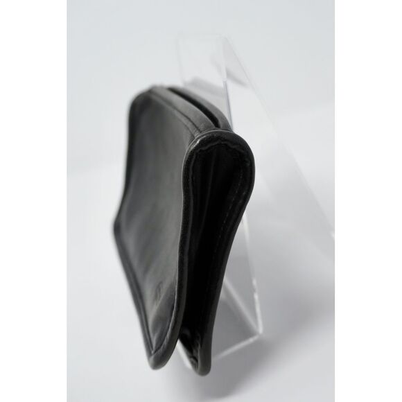 Coach Vintage Cosmetic Case Black Glove Tanned Leather Striped Canvas Lining - Picture 5 of 14